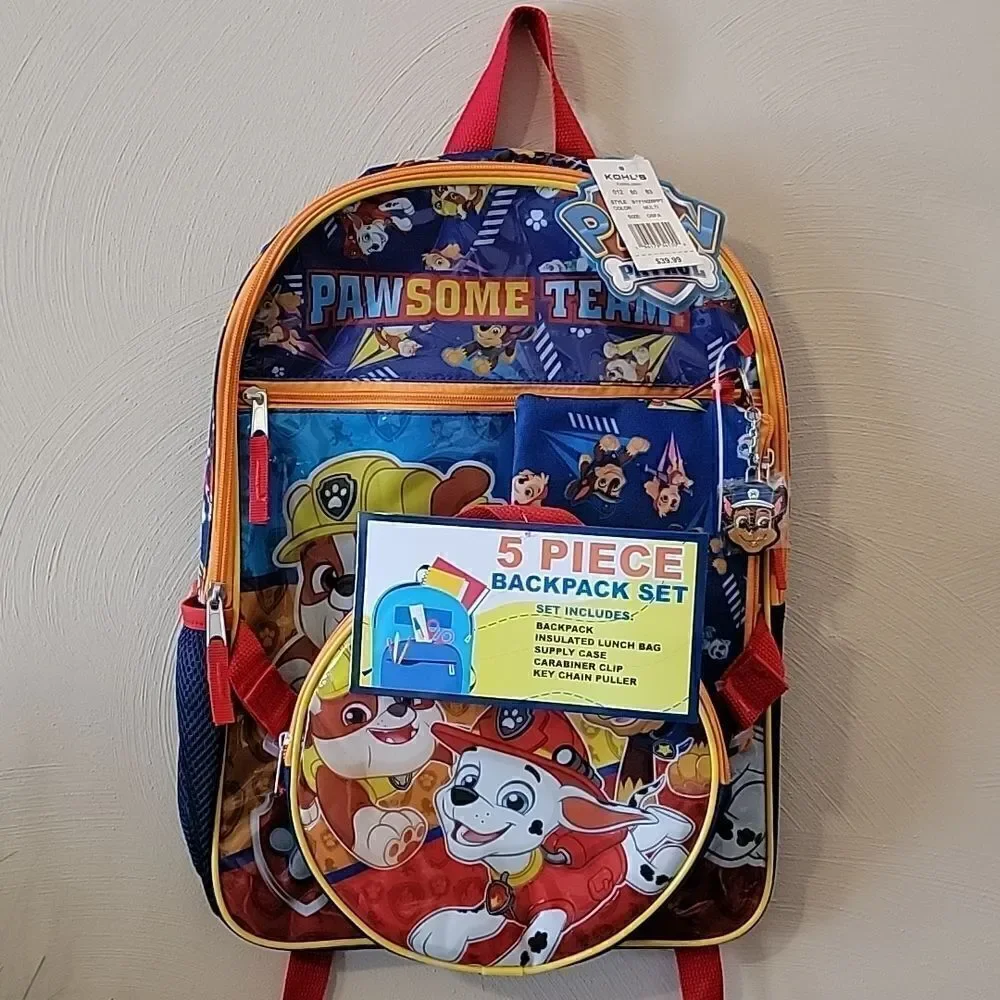PAW PATROL 5-PIECE BACKPACK SET - NEW!